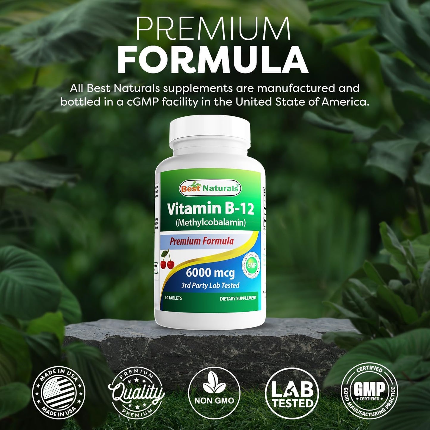 Best Naturals Vitamin B-12 as Methylcobalamin (Methyl B12) - 6000 mcg, 60 Tablets - görsel 5