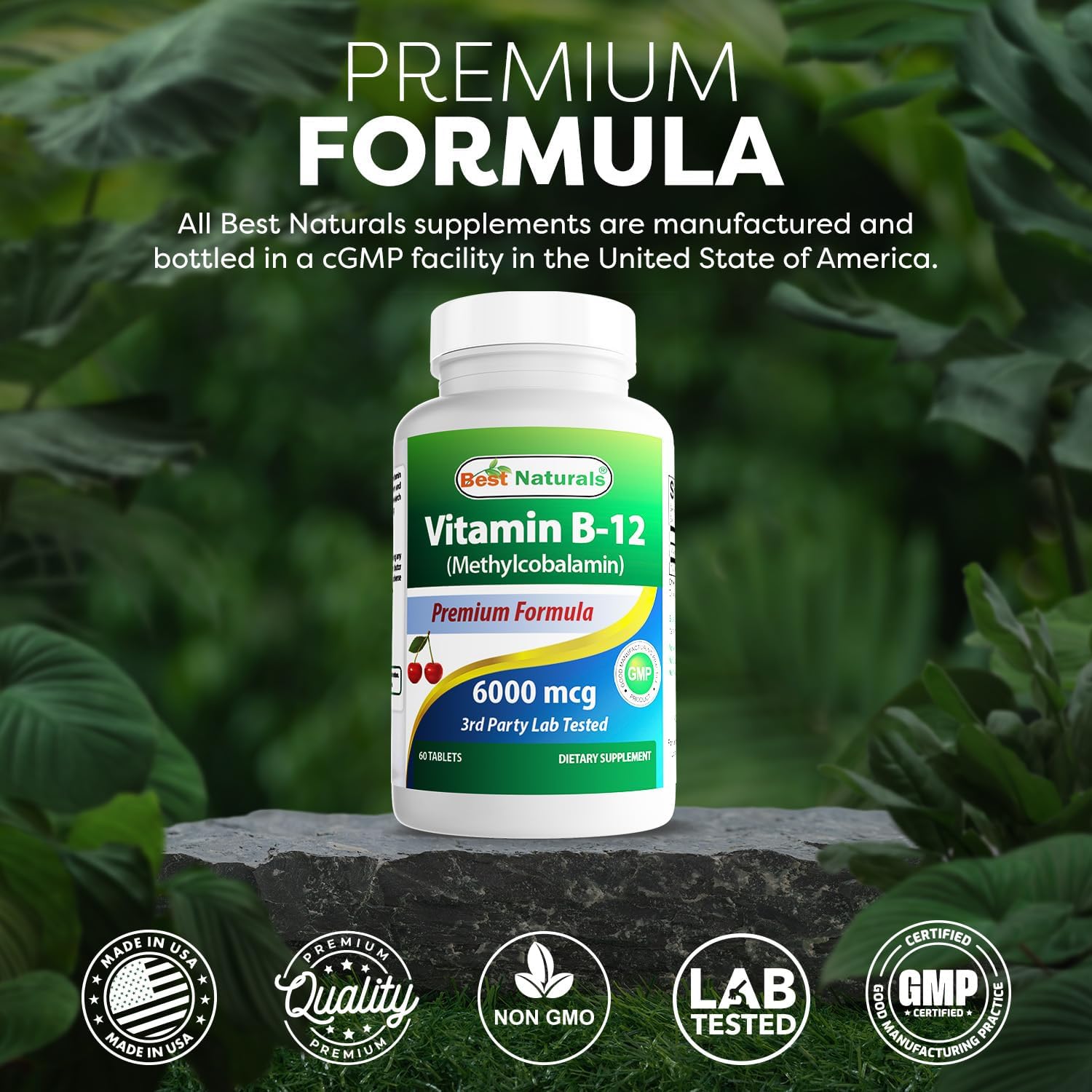 Best Naturals Vitamin B-12 as Methylcobalamin (Methyl B12) - 6000 mcg, 60 Tablets - görsel 5
