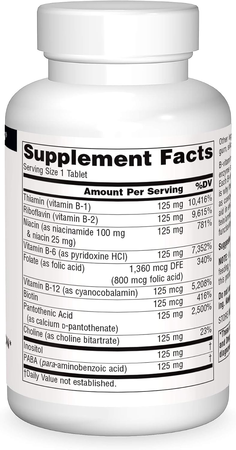Source Naturals B-125, 125 mg B-Vitamins for Energy Metabolism Support - 90 Tablets - görsel 3