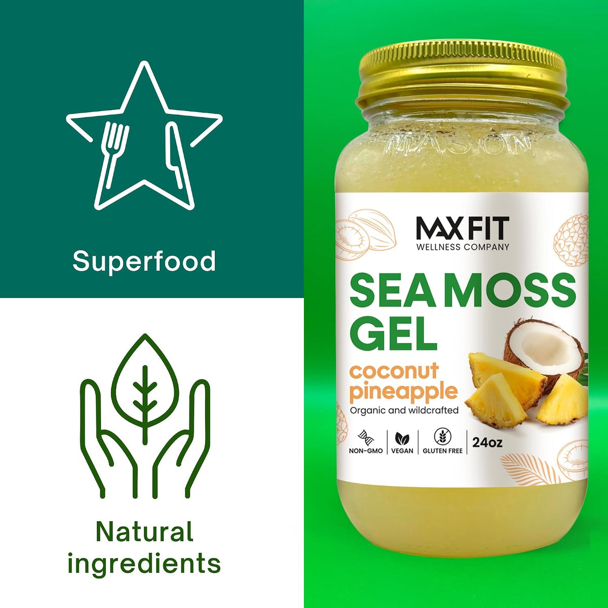 MAX FIT Organic Wildcrafted Sea Moss Gel – 680 g, 92 Vitamins & Minerals, Vegan Superfood - görsel 3