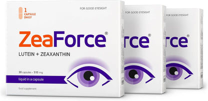 ZeaForce Excellent Vision Eye Health Supplement - Concentrated Liquid Formula, 1 Capsule per Day, 3-Month Supply