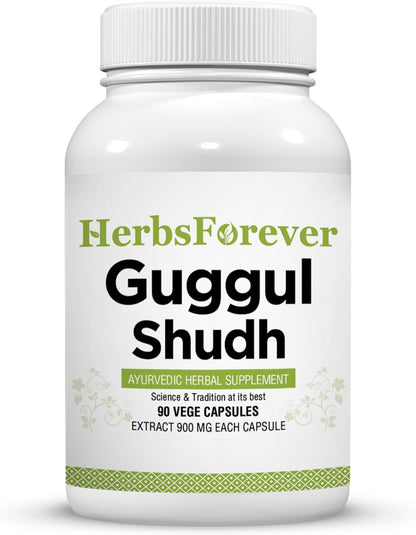 Shudha Guggul Capsules Commiphora Mukul 90 Vegetable Capsules 800 mg Each