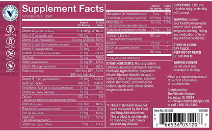 The Vitamin Shoppe Once Daily Women's Multivitamin – No Iron, 2000 IU Vitamin D3, 180 Tablets