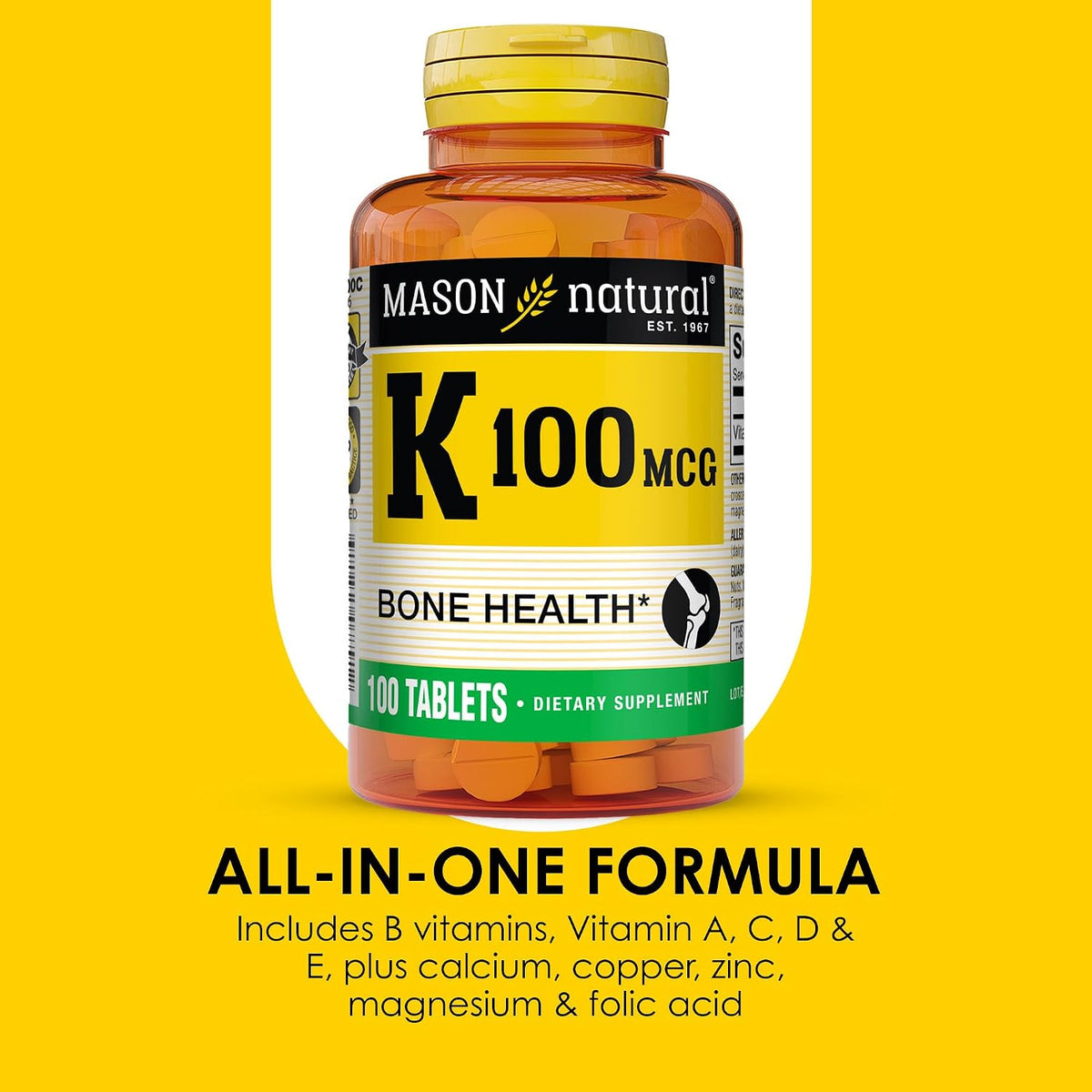 Mason Natural Vitamin K 100 mcg, Supports Normal Bones & Blood Clotting, 100 Tablets - görsel 4