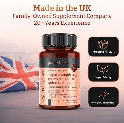 Triple Strength PQQ 30 mg – 60 Vegetable Capsules