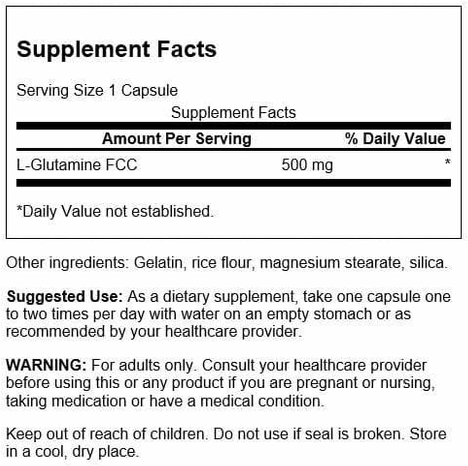 Swanson L-Glutamine 500 mg, 100 Capsules - görsel 2