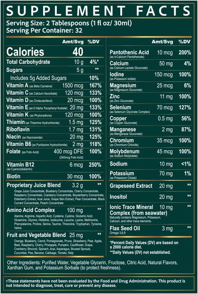 Wellgenix Balanced Essentials Liquid Multivitamin & Minerals - 946 ml - 138 Nutrients per Serving - görsel 8
