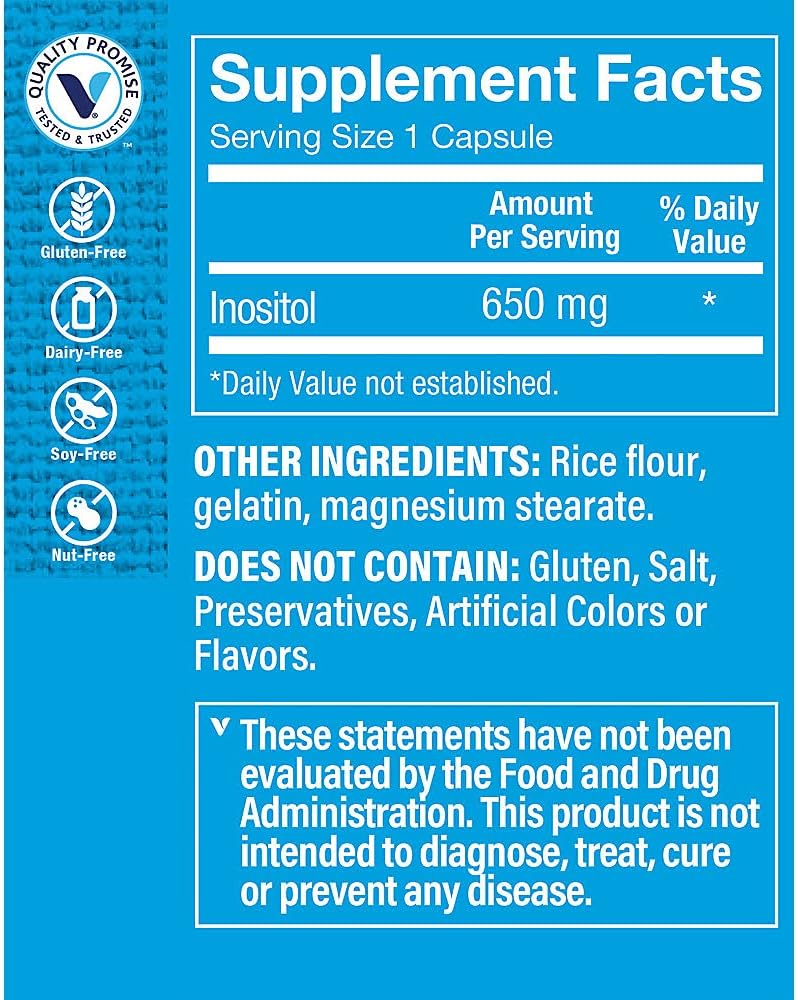 The Vitamin Shoppe Inositol 650mg Capsules - 100 Count - görsel 2