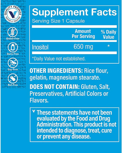 The Vitamin Shoppe Inositol 650mg Capsules - 100 Count