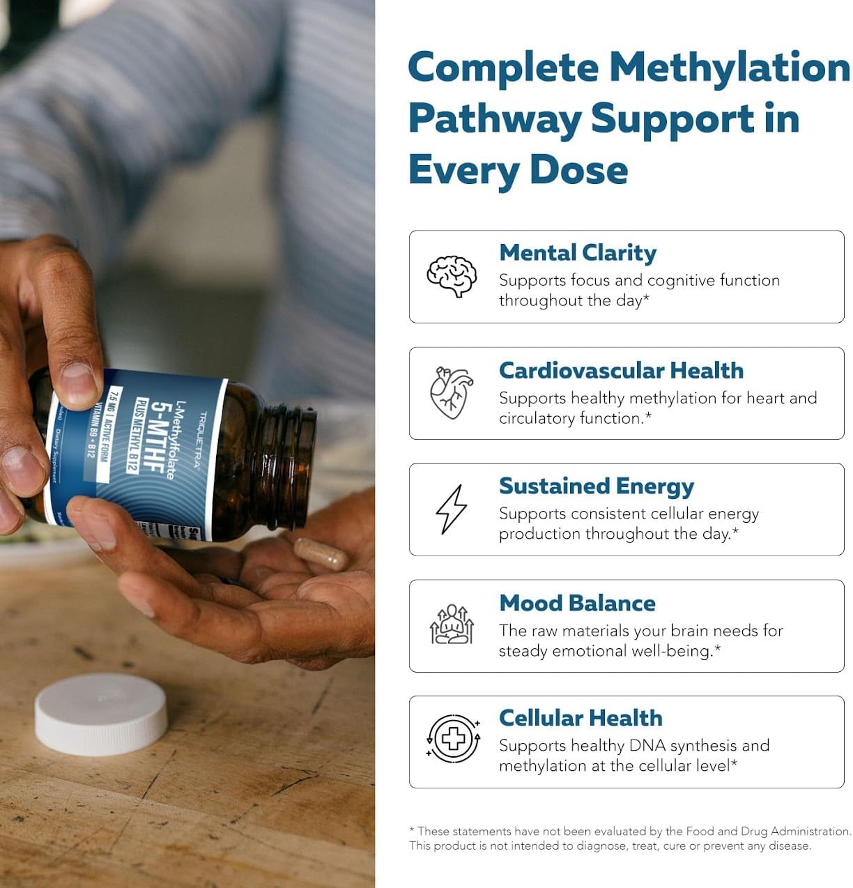 L Methylfolate 7.5mg plus Methyl B12 – Active 5-MTHF Form, MTHFR Supplement - görsel 4