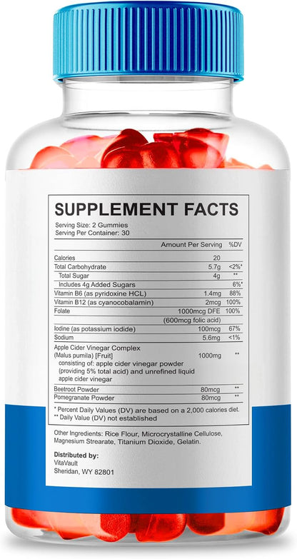 Keto Fusion ACV Gummies - Maximum Strength 1000mg with Vitamin B12 & Pomegranate (3 Pack)