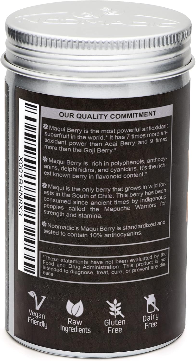 Maqui Berry, 60 Capsules | 500mg Each, Antioxidant (High ORAC), Immune System Support, Supports Dry Eyes (Supports Tear Production), Standardised Extract (10% Anthocyanins) - görsel 3