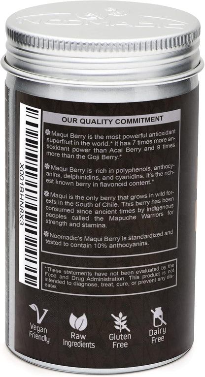Maqui Berry, 60 Capsules | 500mg Each, Antioxidant (High ORAC), Immune System Support, Supports Dry Eyes (Supports Tear Production), Standardised Extract (10% Anthocyanins)