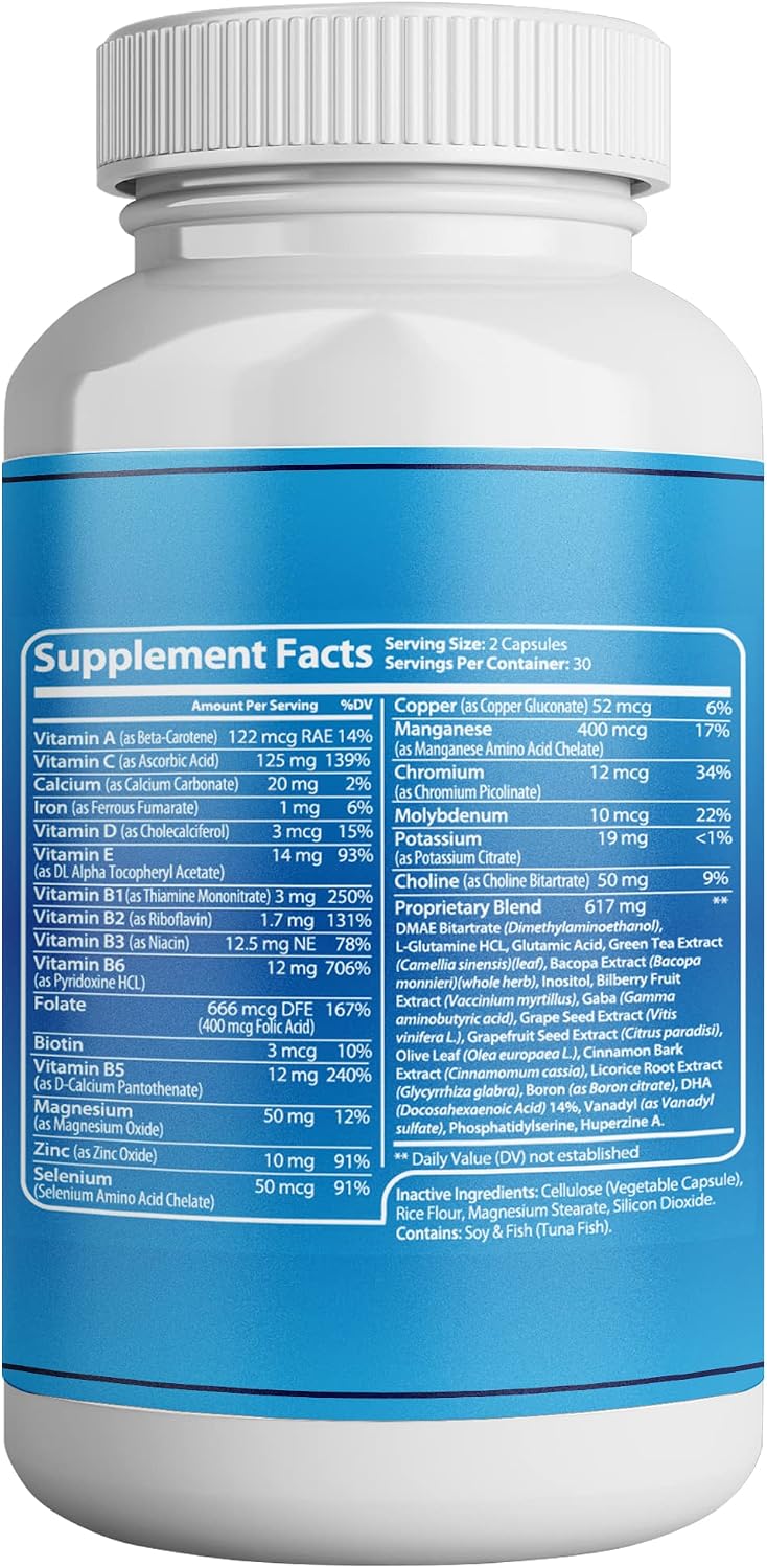 Luma By Laura Brain Support Supplement - Natural Nootropic for Cognitive Function with GABA and Green Tea Extract (60 Capsules) - görsel 4