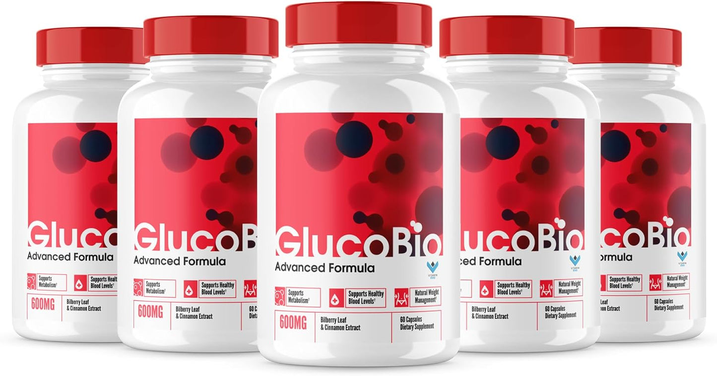 Glucobio Blood Support Capsules – Advanced Formula, All Natural, 300 Capsules (5-Pack) - görsel 1