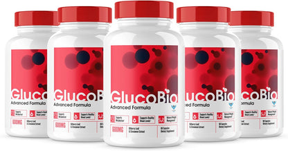 Glucobio Blood Support Capsules – Advanced Formula, All Natural, 300 Capsules (5-Pack)