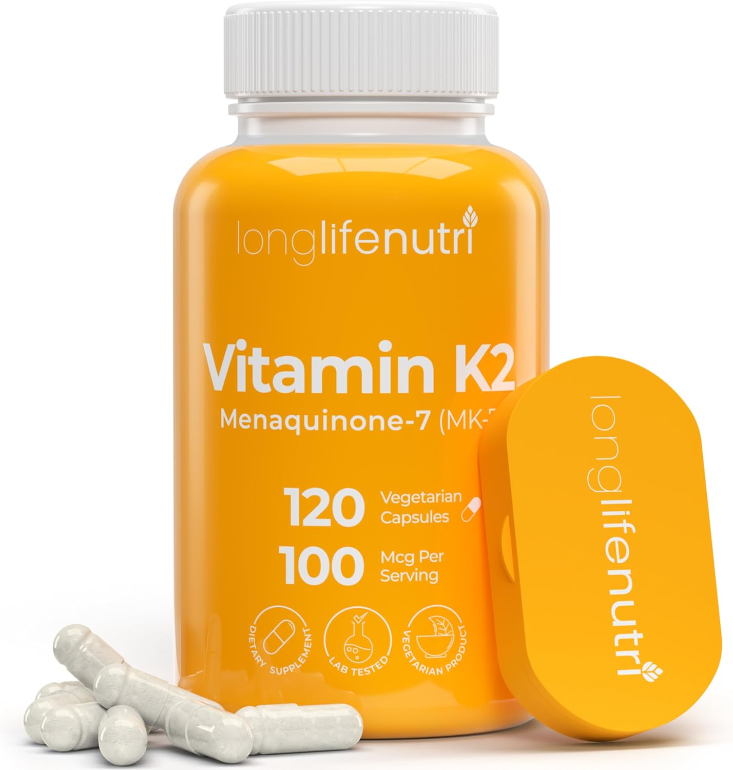 LongLifeNutri Vitamin K2 MK-7 100mcg – Bone & Circulation Support, 120 Capsules - görsel 1