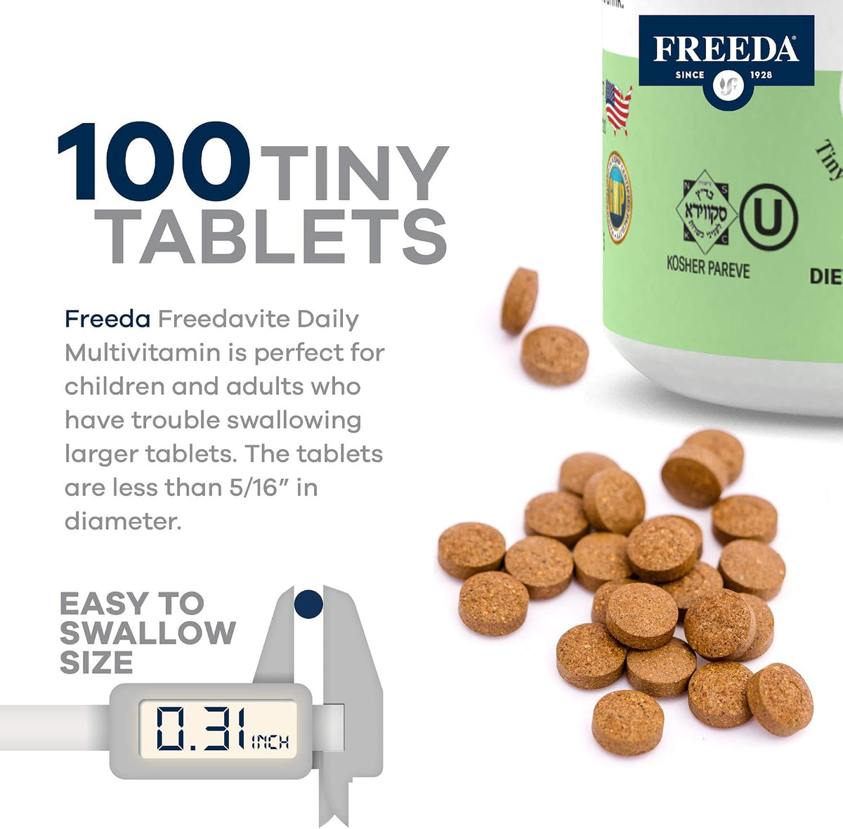 Freedavite Tiny Tablets – Moderate Multivitamin for Men and Women (100 Tablets) - görsel 3