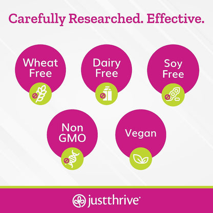 Just Thrive Just Calm - Cortisol Manager with Probiotic BL 1714 & B Vitamins - Vegan Mood & Memory Support - 30 Capsules