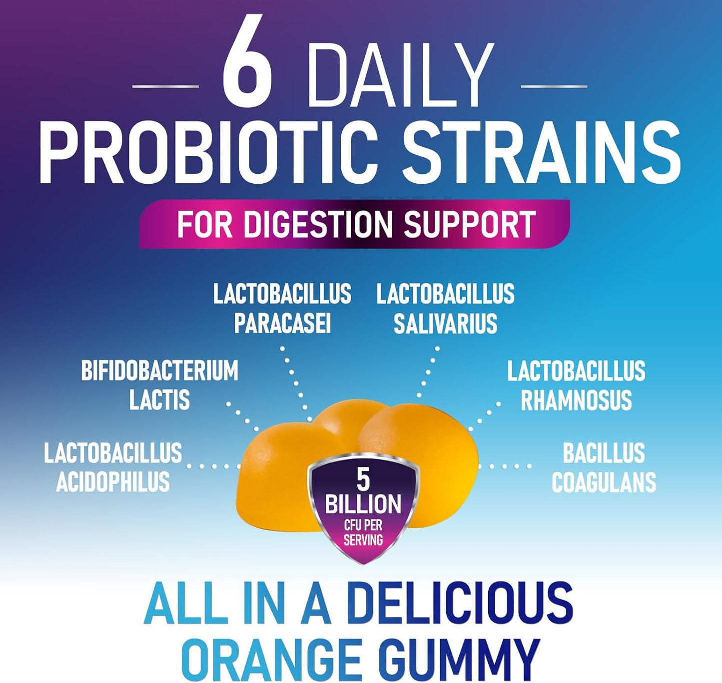 Probiotic Gummies - 6 Premium Probiotic Strains - Daily Gut Health Supplement for Women, Men & Teenagers - 120 Gummies - görsel 3