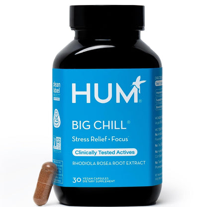 HUM Big Chill Rhodiola Rosea Food Supplement – Adaptogenic Herbal Calm & Focus, 30 Vegan Capsules