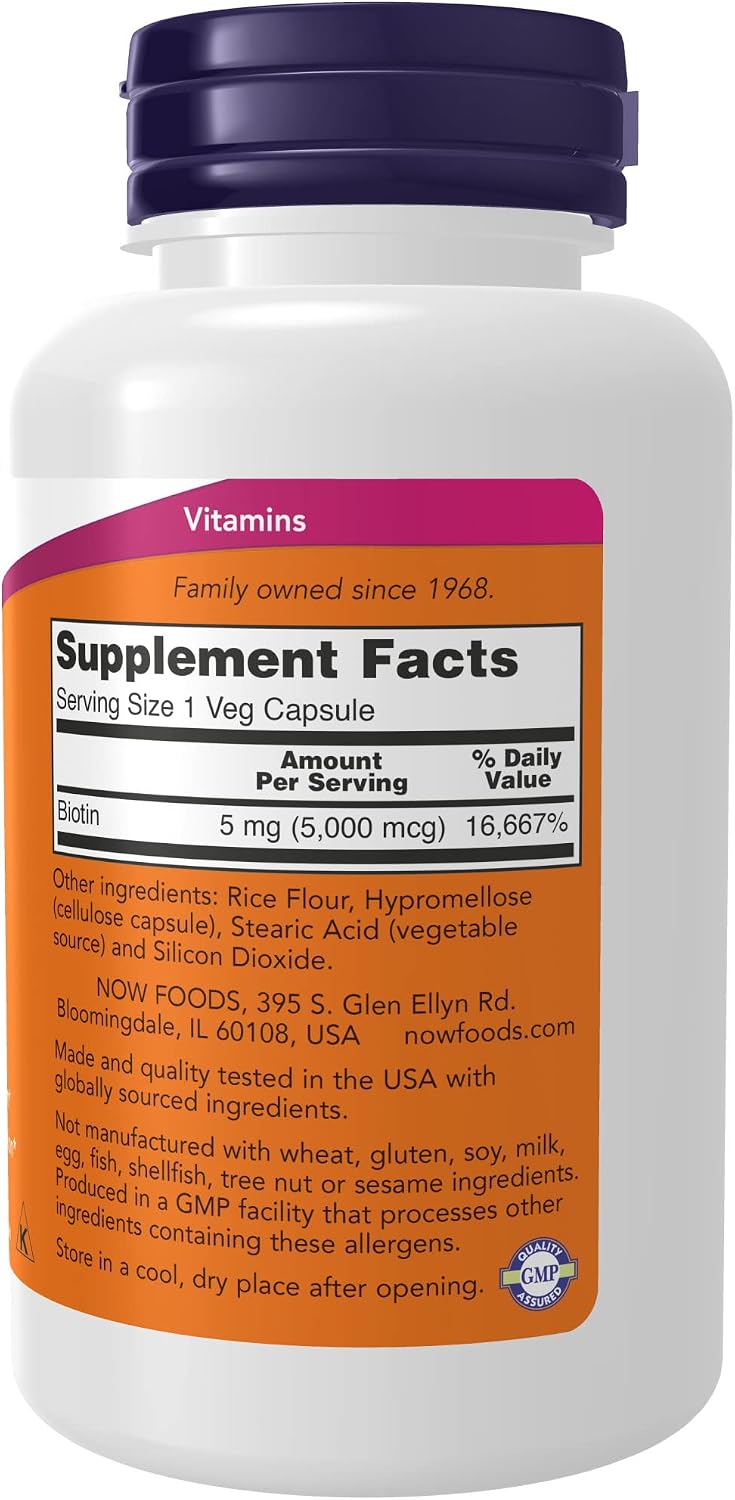 NOW Foods Biotin 5000 mcg Capsules, 120 Capsules - görsel 2
