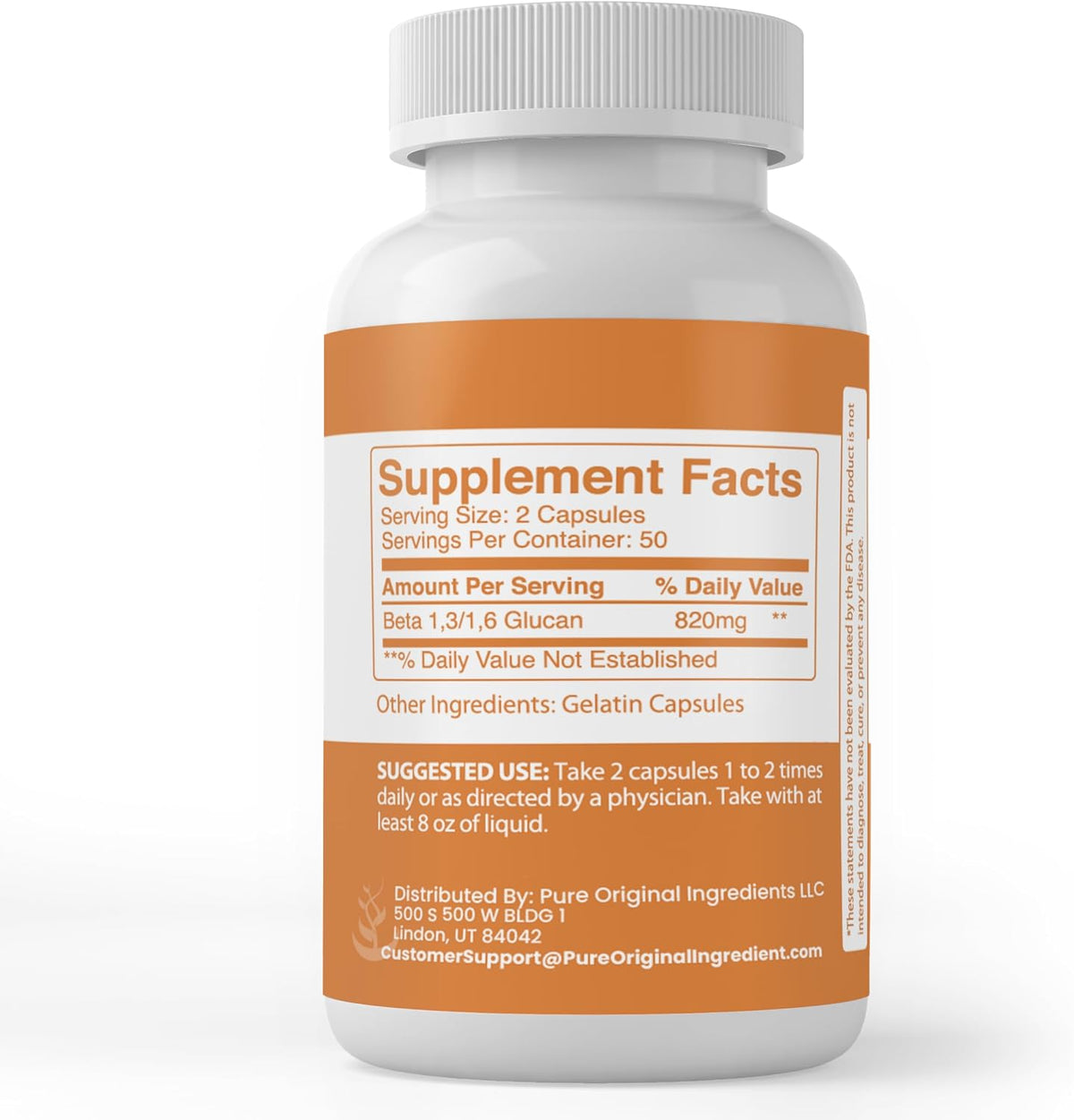 Pure Original Ingredients Beta Glucan 1,3/1,6, 100 Capsules - görsel 2