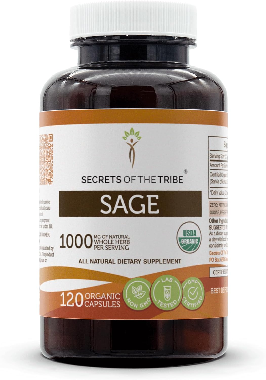 Secrets of the Tribe Sage USDA Organic 60 Capsules | Made with Organic Vegetarian Capsules and Organic Sage (Salvia officinalis) Dried Leaf (60 Capsules) - görsel 7
