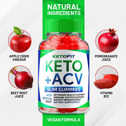 Ketofit ACV Gummies Advanced 1000mg, 2 Pack (120 Gummies)