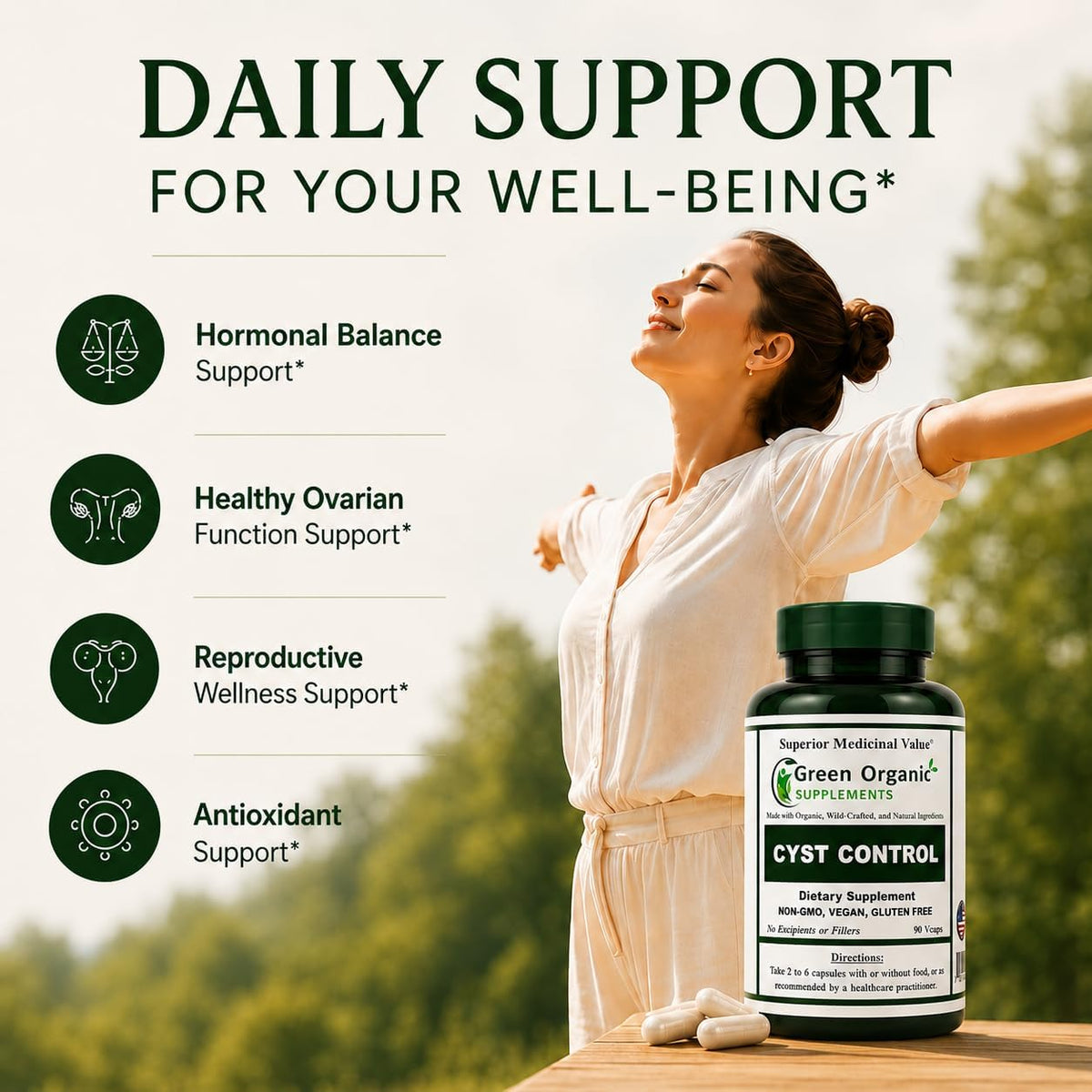 Green Organic Supplements Breast Cyst Support - 90 Vegetable Capsules - görsel 3