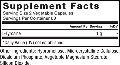 Force Factor L-Tyrosine 500mg Capsules – Stress Support & Brain Health Supplement