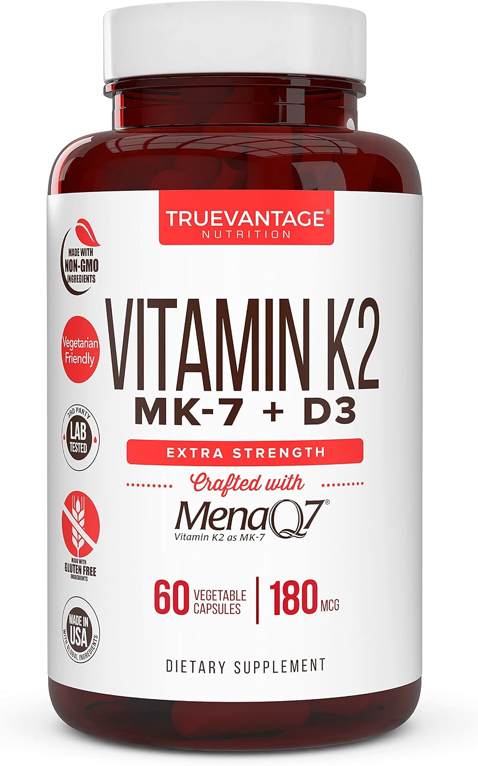 Vitamin D3 5000 IU with K2 MK7 180 mcg – MenaQ7 – 60 Vegetable Capsules - görsel 1