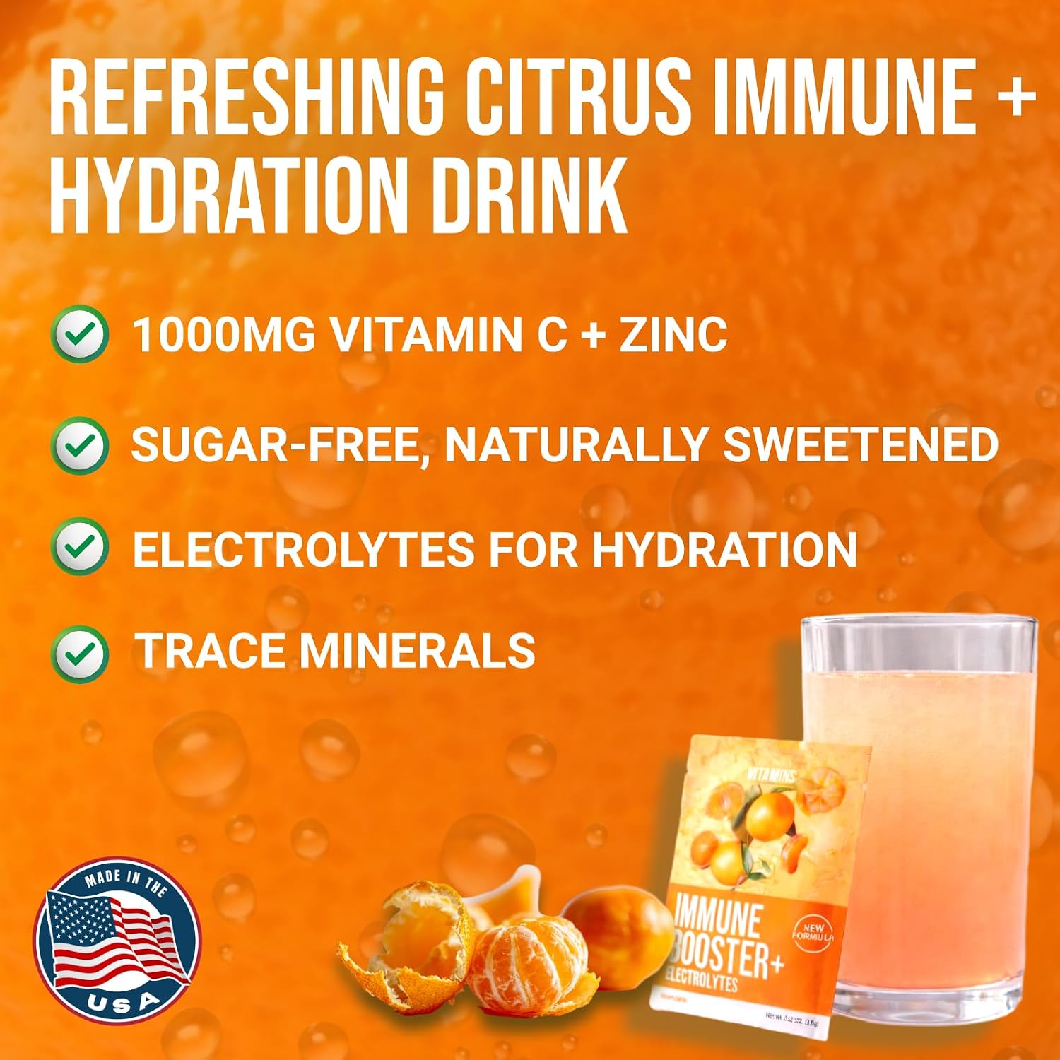 Dr. Price’s Electrolyte & Vitamin C Powder Packets – Immune Support, Mandarin, 20 Packets | 1000mg Vitamin C + Zinc, 72 Trace Minerals | Sugar-Free, Doctor-Formulated for Children & Adults, Made in USA - görsel 5