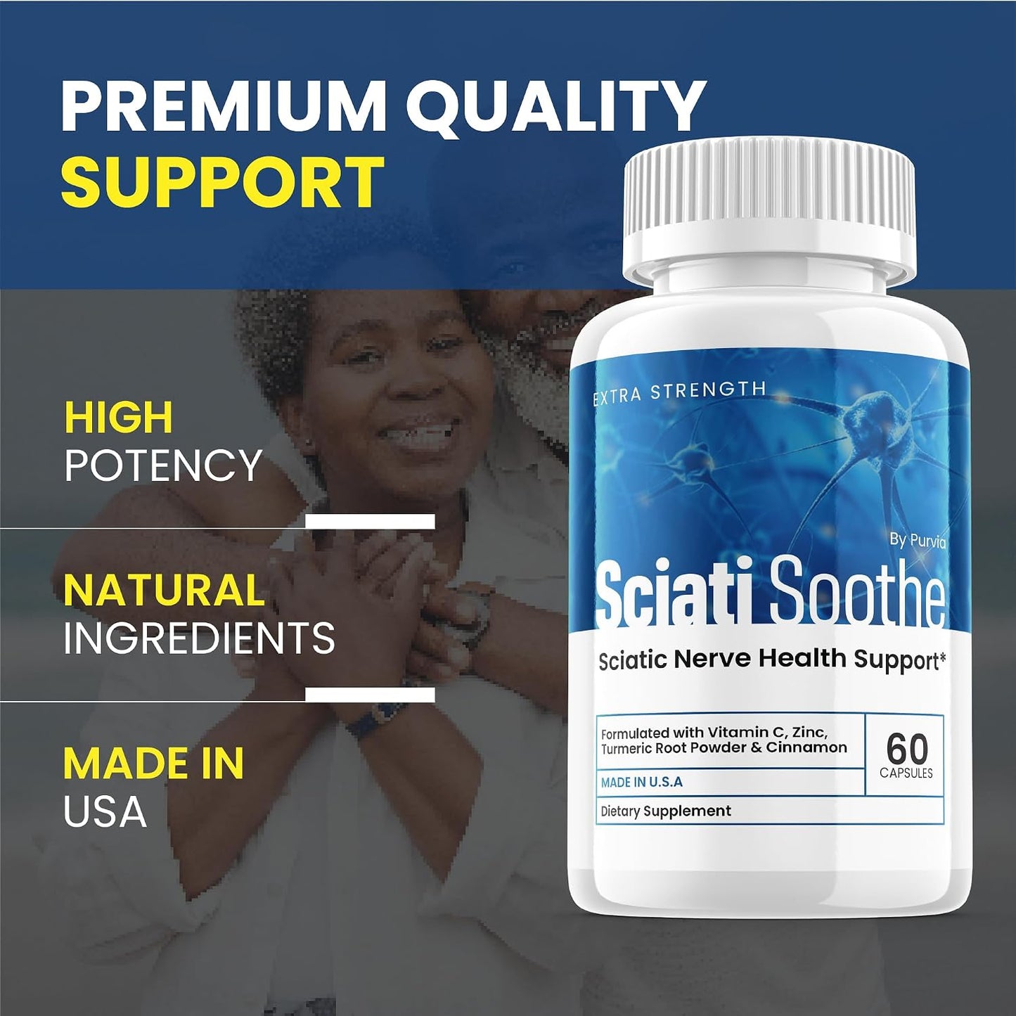 Sciatisoothe Nerve Health Supplement - 3 Pack (180 Capsules) - görsel 4