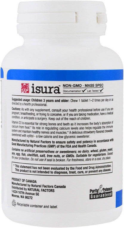 Natural Factors Vitamin D3 400 IU Chewable Tablets, 100 Tablets