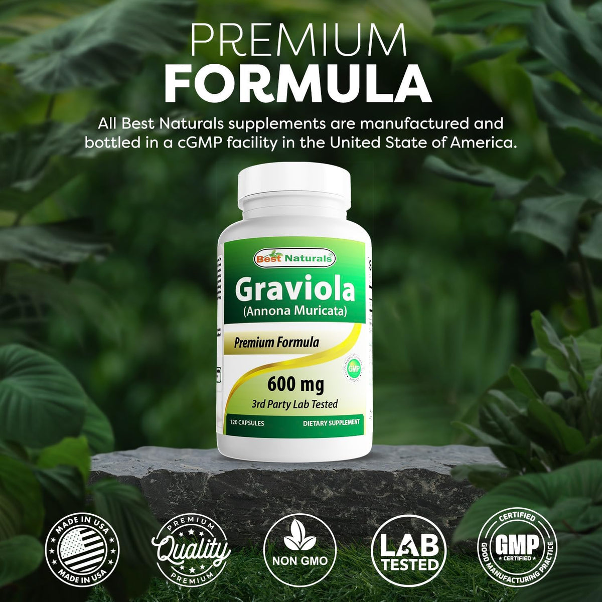 Best Naturals Graviola Capsules, Annona Muricata, 600 mg, 120 Capsules - görsel 5