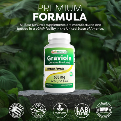 Best Naturals Graviola Capsules, Annona Muricata, 600 mg, 120 Capsules