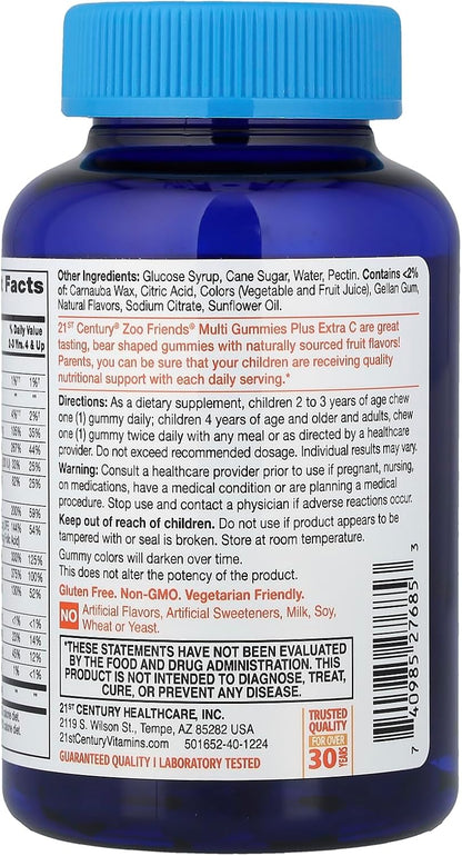 21st Century Zoo Friends Multi Gummies Plus Extra C - Fruit Flavours, 60 Gummies