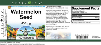 Watermelon Seed - 450 mg (100 Capsules) - 3 Pack