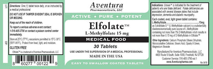 ELFOLATE® 15mg L-Methylfolate - High Strength Food Supplement (3-Pack, 90 Tablets)