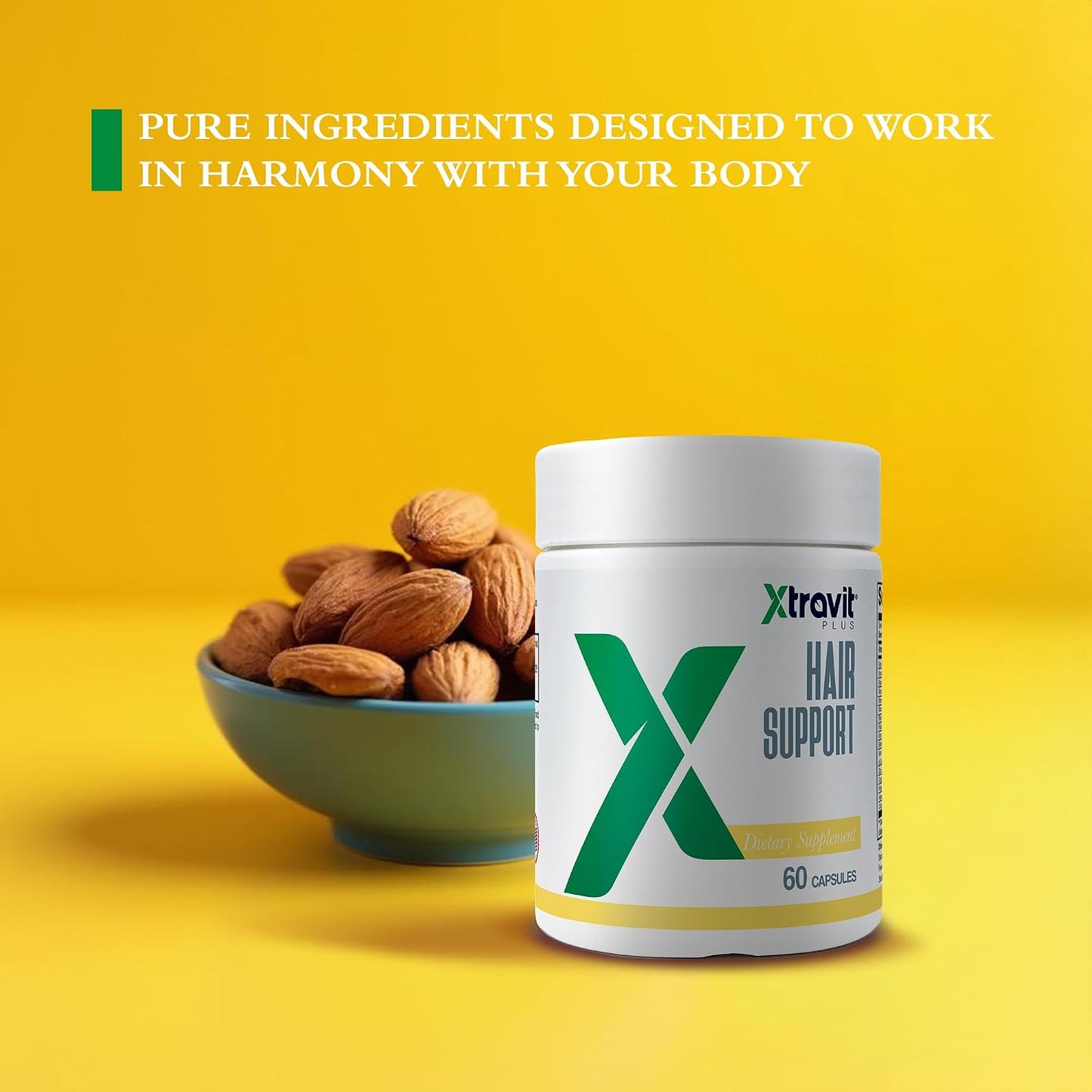 Xtravit Hair Support Supplement – Biotin & Zinc for Hair Growth, Non-GMO, 60 Capsules - görsel 9