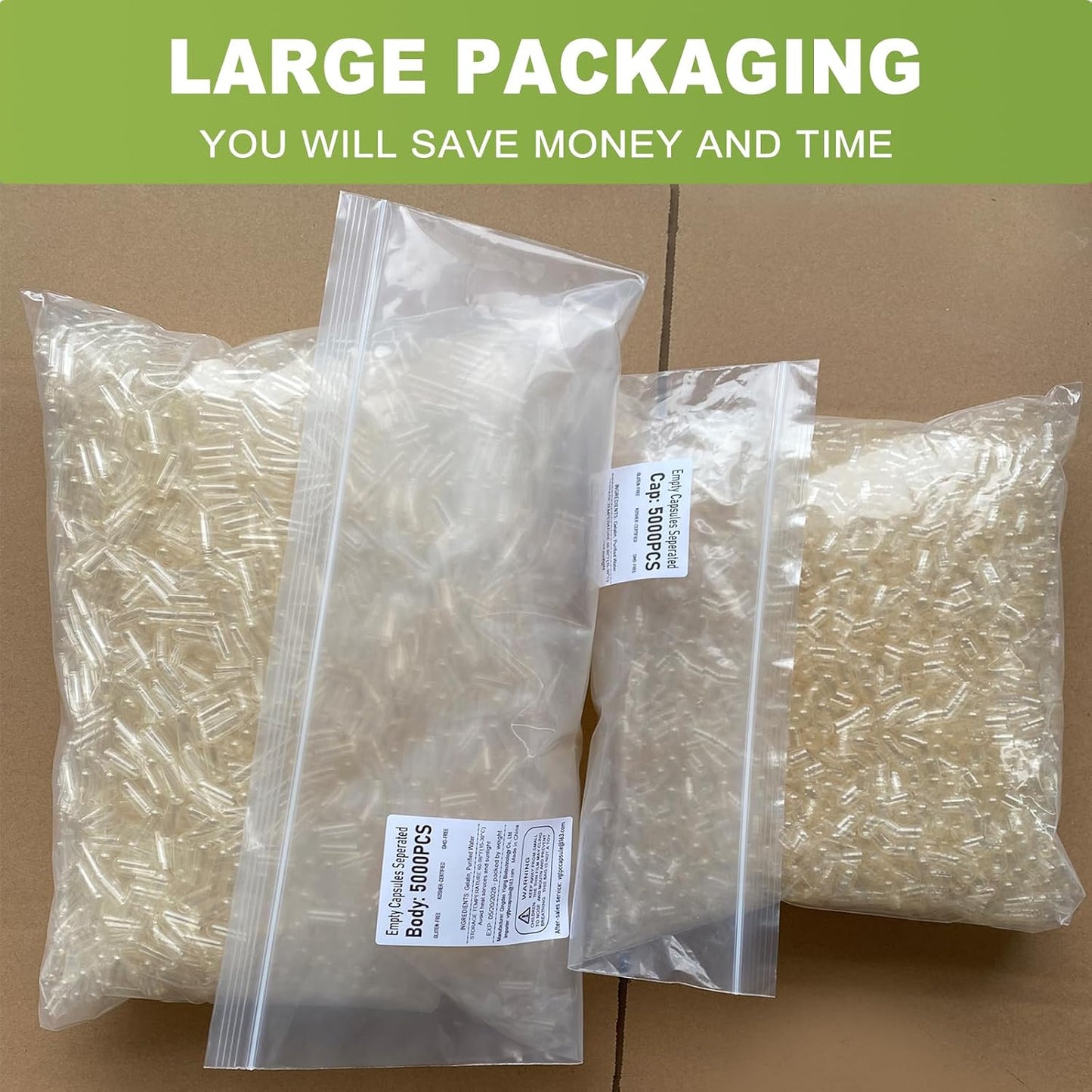 Vegan Capsules Empty Size 00 Separated 5000 Count Clear Vegetable Capsules 00 Veggie Pill for DIY Supplement Filling - görsel 2