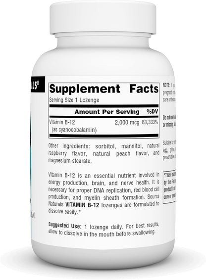 Source Naturals Vitamin B12, 2000mcg - 200 Vegetarian Lozenges