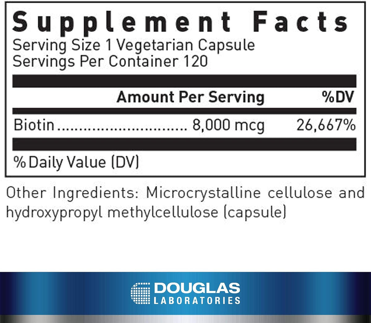 Douglas Laboratories Biotin 8 mg, 120 Capsules - görsel 2