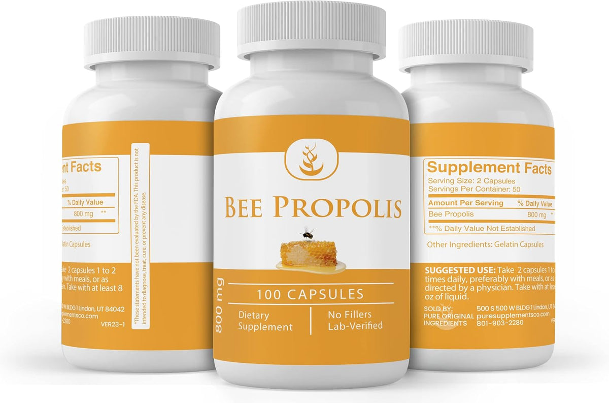 Pure Original Ingredients Bee Propolis (100 Capsules) - Always Pure, No Additives or Fillers - görsel 4
