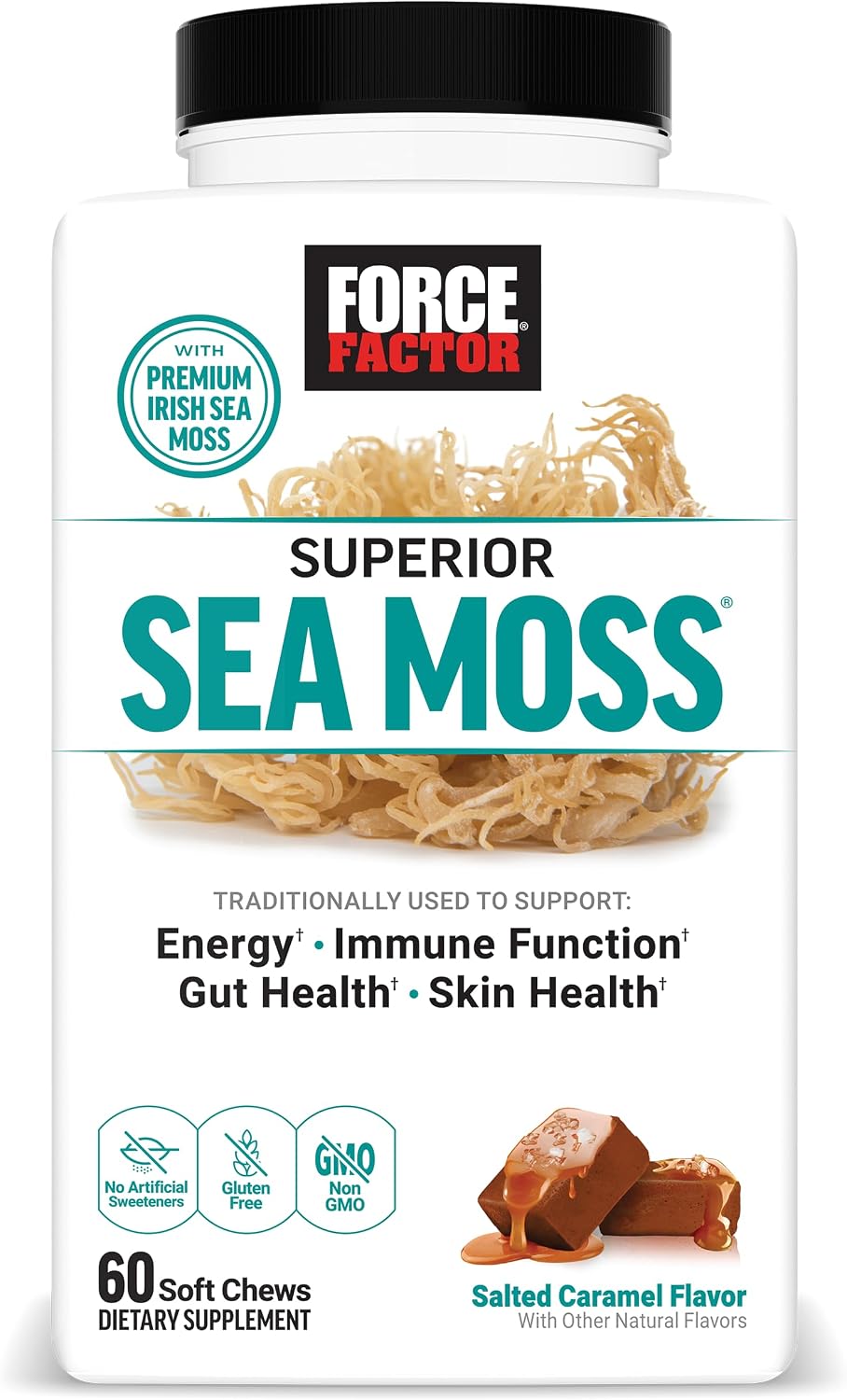 Force Factor Superior Sea Moss Soft Chews – Salted Caramel, 60 Count - görsel 1