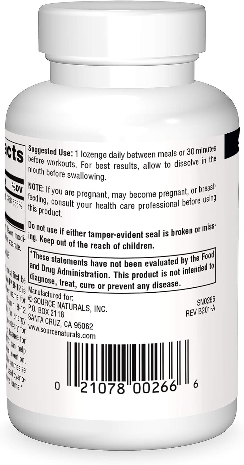 Source Naturals Dibencozide - Coenzymated B-12 Athletic Series, Quick Dissolving Food Supplement, 120 Lozenges - görsel 2