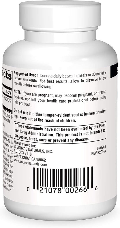Source Naturals Dibencozide - Coenzymated B-12 Athletic Series, Quick Dissolving Food Supplement, 120 Lozenges
