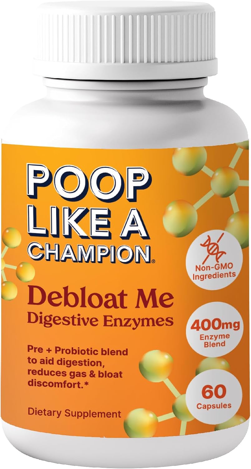 Poo Like a Champion Bloating Relief Digestive Enzymes, Probiotic-Powered Capsules, 60 Capsules - görsel 1