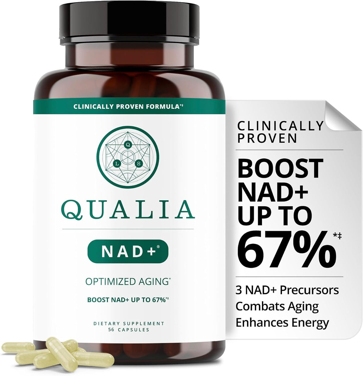 Qualia NAD+ Supplement - Nicotinamide Riboside, Niacin, Niacinamide - 1 Month Supply - görsel 1